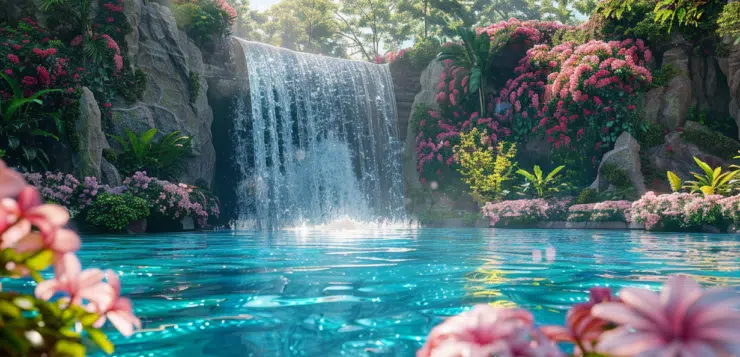 Création de rêve : une piscine à débordement avec cascade dans votre jardin