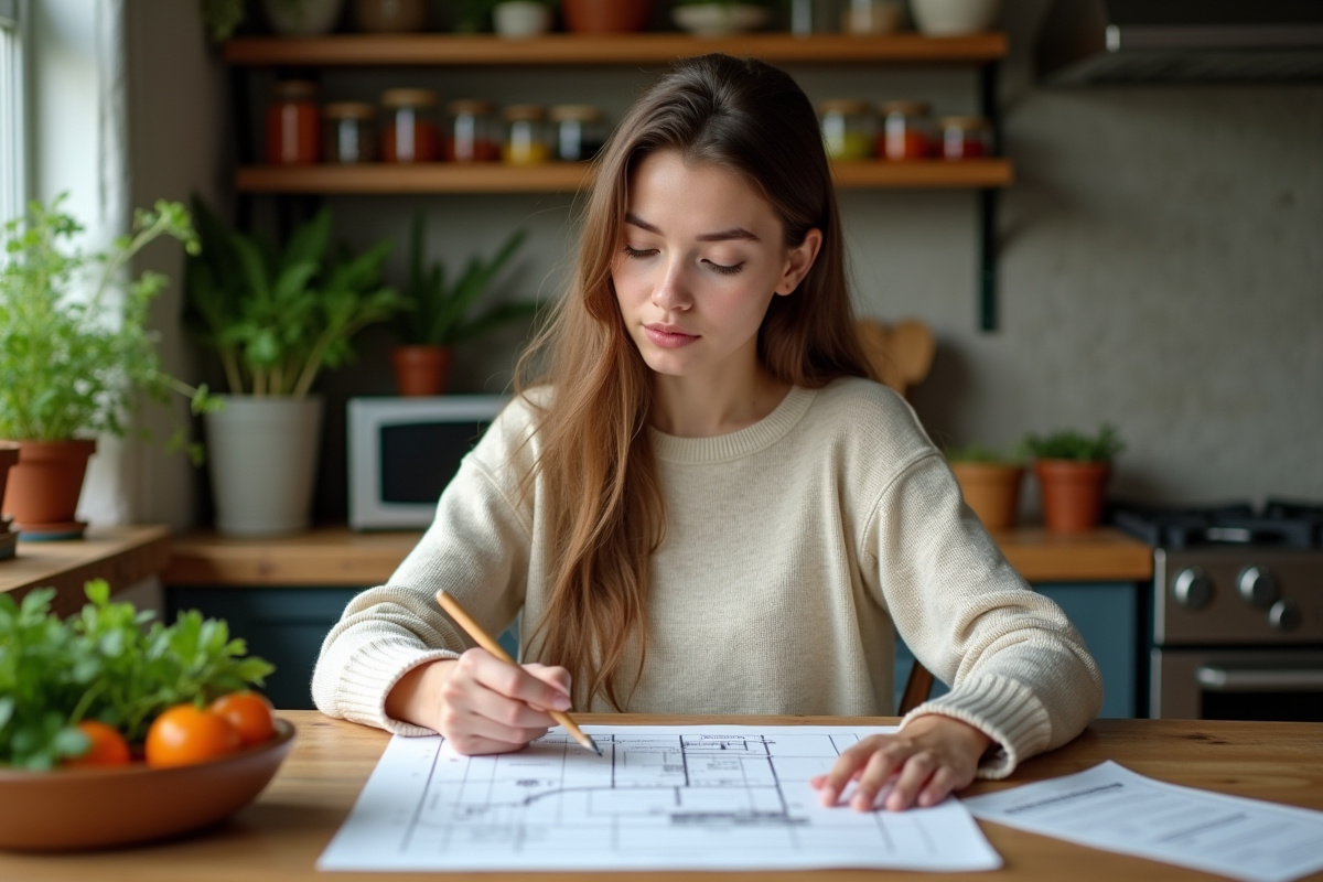 Jeune femme planifiant son jardin à la maison