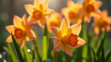 Freesias en fleurs dans un jardin ensoleille