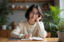Jeune femme lisant dans un appartement cosy et lumineux