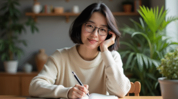 Jeune femme lisant dans un appartement cosy et lumineux