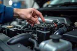 Mécanicien pointant la bobine d'allumage dans le compartiment moteur