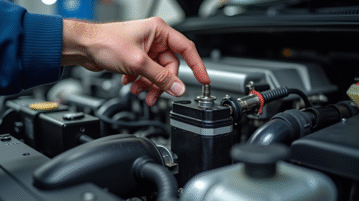 Mécanicien pointant la bobine d'allumage dans le compartiment moteur